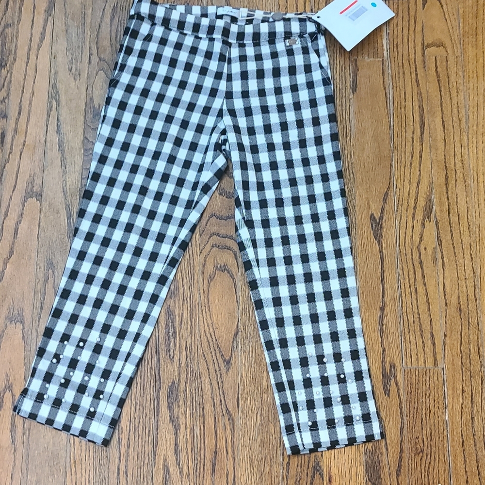 Byblos Gingham Pants with Pearls
